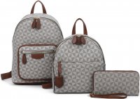 COFFEE 3 IN 1 MONOGRAM FRONT ZIPPER STYLISH BACKPACK SET