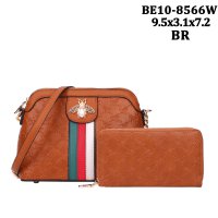 Brown 2 IN 1 Elegance Signature Cross body Bag Set - BE10-8566W