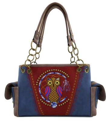 Classic Western Owl Embroidered Conceal Shoulder Bag - PTF17583