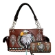 Brown Premium Eagle Embroidery Concealed Handbag Set - G939W221
