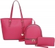 FUCHSIA 3IN1 TRENDY TOTE BAG WITH BACKPACK AND CLUTCH SET