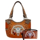 Brown SK Steer Head Embroidery Concealed Handbag Set - G980W208