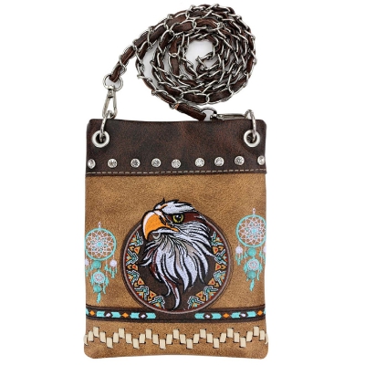 Tan Western Eagle Conceal Embroidery Messenger Bag - 2030W221