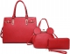 RED 3 IN 1 SMOOTH PLAIN TOTE BAG WITH MINI BAG AND CLUTCH SET