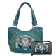 Teal SK Steer Head Embroidery Concealed Handbag Set - G980W208
