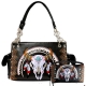 Black SK Steer Head Embroidery Concealed Handbag Set - G939W208