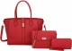 RED 3IN1 STYLISH CHIC TOTE BAG WITH CROSSBODY AND WALLET SET