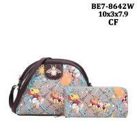 Coffee 2 IN 1 Colorful Print Cross body Bag Set - BE7-8642W
