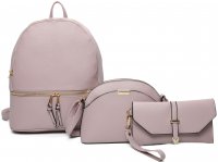 PINK 3 IN 1 CUTE PU LEATHER FASHION BACKPACK SET