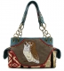 Classic Western Owl Embroidered Conceal Shoulder Bag - PTF17586