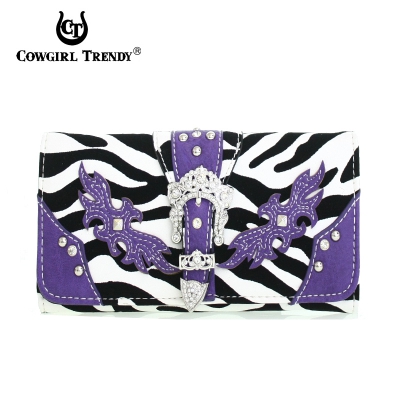 Purple Western Cowgirl Trendy Hard Case Wallet - RSG2 030