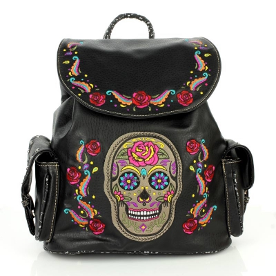 Black Large Sugar Skull Backpack Concealed Carry- G45SUK-D