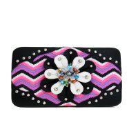 Black Western Cowgirl Trendy Hard Case Wallet - VZI 4326