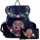 Black Premium Concealed Skull Embroidery Backpack Set - G45SUK-A