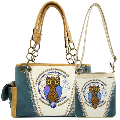 Classic Western Owl Embroider Concealed Shoulder Set - PTF17583