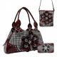 Burgundy Houndtooth W/Flower Handbag Portfolios - HTF2 8089-4699