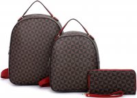 BURGUNDY 3IN1 TRIANGLE MONOGRAM PLAIN BACKPACK WITH MATCHING BAG