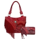 Red Premium Swinging Fringe Concealed Handbag Set - GL302SW200