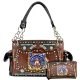 Brown Premium Bear Embroidery Conceal Handbag Set - G939W165
