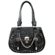 Black Concealed Carry Skull Chain Buckle Handbag - G902SK9