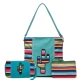 Teal Rainbow With Cactus Serape Hobo Handbag Set - SER 5435