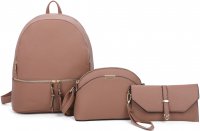 TAUPE 3 IN 1 CUTE PU LEATHER FASHION BACKPACK SET