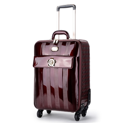 Burgundy Floral Accent Carry-On Luggage - KDL8899