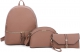 TAUPE 3 IN 1 CUTE PU LEATHER FASHION BACKPACK SET