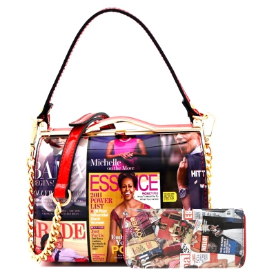 Red Michelle Obama Magazine Handbag Set - MB5265-AA706