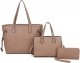 KHAKI 3 IN 1 PLAIN TOTE BAG WITH BAG AND WALLET SET