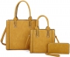 MUSTARD 3IN1 SMOOTH TEXTURED SIDES STITCHING TOTE