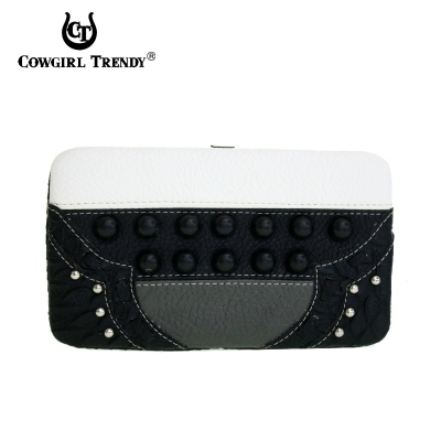 Black Western Cowgirl Trendy Hard Case Wallet - KYC 4326