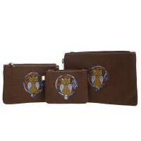 Taupe Travel Makeup Toiletry Wallet Pouch Bag - 3 piece Set