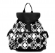 Black Symbolic Print Accented Flap Over Backpack - TUR 5252