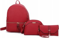 RED 3 IN 1 CUTE PU LEATHER FASHION BACKPACK SET